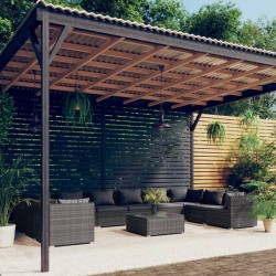 vidaXL 11-tlg. Garten-Lounge-Set mit Kissen Poly Rattan Grau