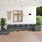vidaXL 7-tlg. Garten-Lounge-Set mit Kissen Poly Rattan Grau vidaXL 7-tlg. Garten-Lounge-Set mit Kissen Poly Rattan Grau