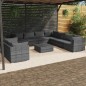 vidaXL 10-tlg. Garten-Lounge-Set mit Kissen Grau Poly Rattan vidaXL 10-tlg. Garten-Lounge-Set mit Kissen Grau Poly Rattan
