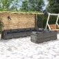 vidaXL 10-tlg. Garten-Lounge-Set mit Kissen Poly Rattan Grau vidaXL 10-tlg. Garten-Lounge-Set mit Kissen Poly Rattan Grau
