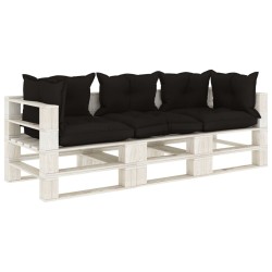vidaXL Garten-Palettensofa 3-Sitzer mit schwarzen Kissen Holz