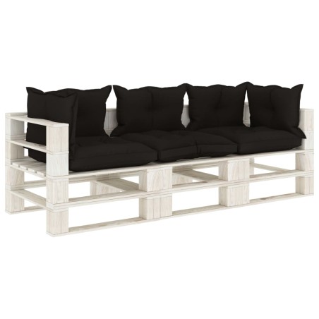 vidaXL Garten-Palettensofa 3-Sitzer mit schwarzen Kissen Holz