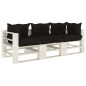 vidaXL Garten-Palettensofa 3-Sitzer mit schwarzen Kissen Holz vidaXL Garten-Palettensofa 3-Sitzer mit schwarzen Kissen Holz