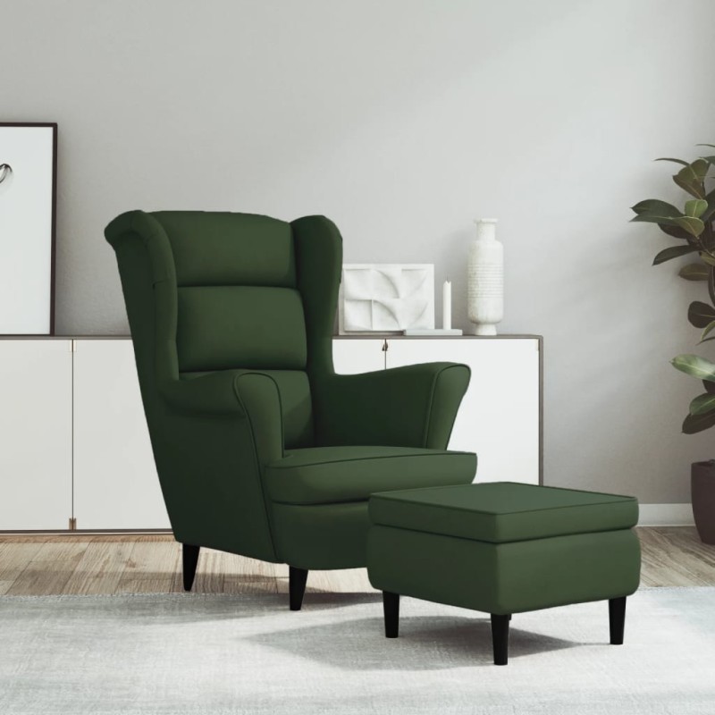 vidaXL Ohrensessel mit Hocker Dunkelgrün Samt vidaXL Ohrensessel mit Hocker Dunkelgrün Samt