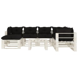 8-tlg. Garten-Lounge-Set Paletten mit Kissen in Schwarz Holz