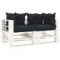 Garten-Palettensofa 2-Sitzer mit Kissen in Anthrazit Holz Garten-Palettensofa 2-Sitzer mit Kissen in Anthrazit Holz