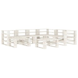 8-tlg. Garten-Lounge-Set aus Paletten Holz Weiß