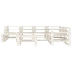 8-tlg. Garten-Lounge-Set aus Paletten Holz Weiß