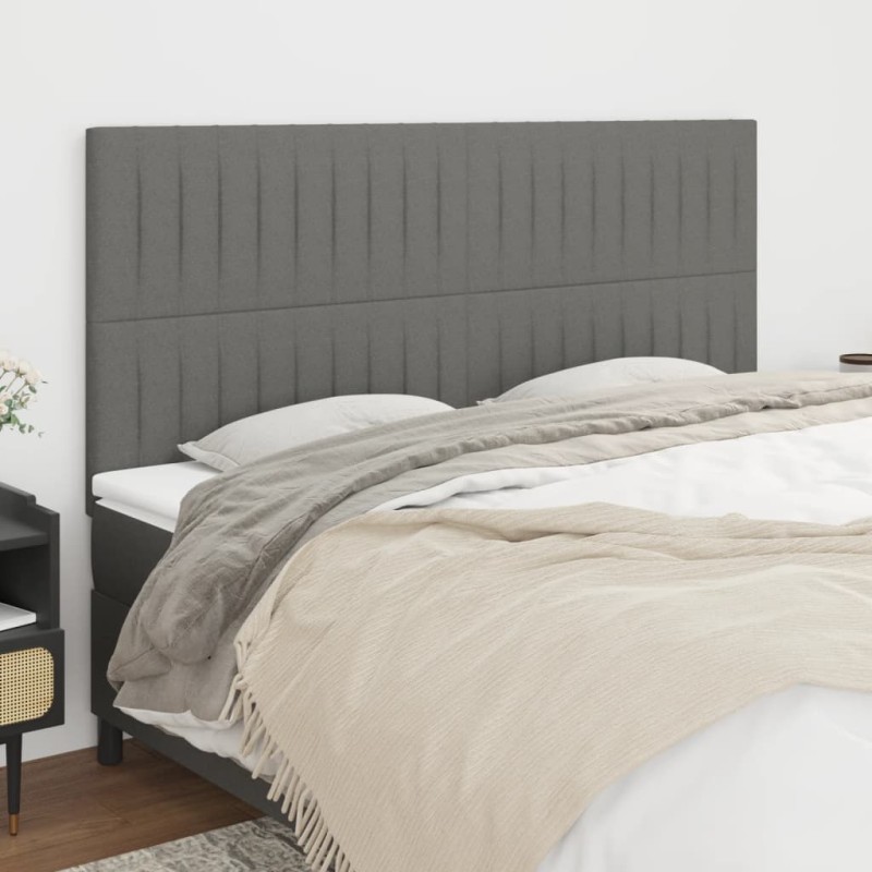 vidaXL Kopfteile 4 Stk. Dunkelgrau 100x5x78/88 cm Stoff vidaXL Kopfteile 4 Stk. Dunkelgrau 100x5x78/88 cm Stoff