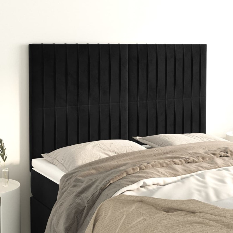 vidaXL Kopfteile 4 Stk. Schwarz 72x5x78/88 cm Samt