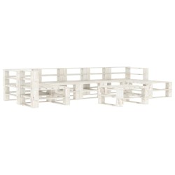 8-tlg. Garten-Lounge-Set aus Paletten Holz Weiß