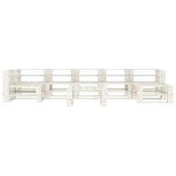 8-tlg. Garten-Lounge-Set aus Paletten Holz Weiß