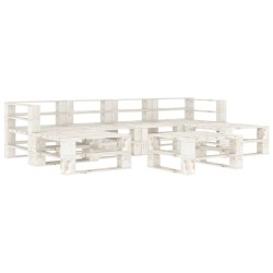 7-tlg. Garten-Lounge-Set aus Paletten Holz Weiß