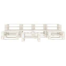 7-tlg. Garten-Lounge-Set aus Paletten Holz Weiß