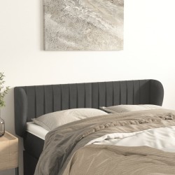 vidaXL Kopfteil mit Ohren Dunkelgrau 147x23x78/88 cm Samt