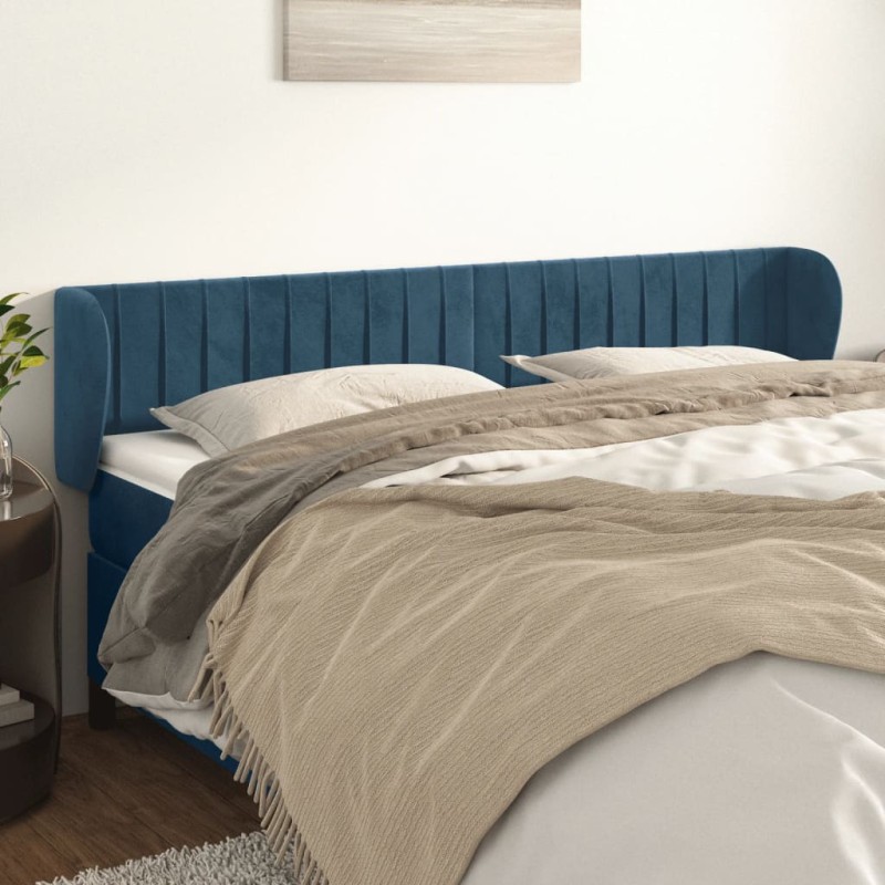 vidaXL Kopfteil mit Ohren Dunkelblau 183x23x78/88 cm Samt vidaXL Kopfteil mit Ohren Dunkelblau 183x23x78/88 cm Samt