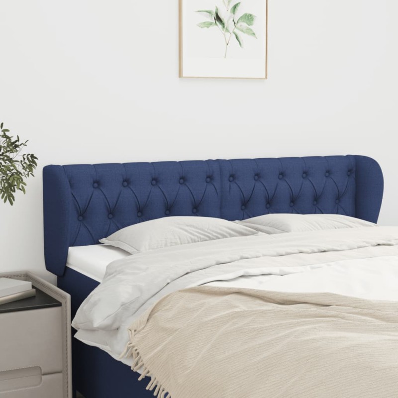 vidaXL Kopfteil mit Ohren Blau 163x23x78/88 cm Stoff
