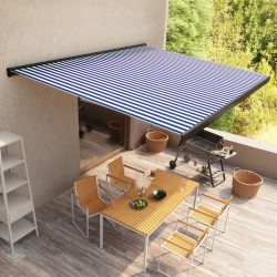 Motorisierte Kassetten-Markise 300x250 cm Blau und Weiß