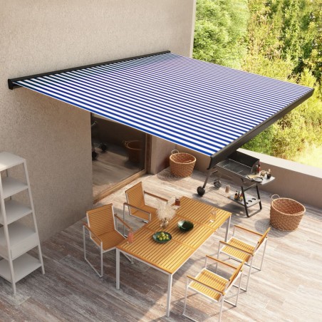 Motorisierte Kassetten-Markise 300x250 cm Blau und Weiß