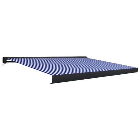 Motorisierte Kassetten-Markise 300x250 cm Blau und Weiß