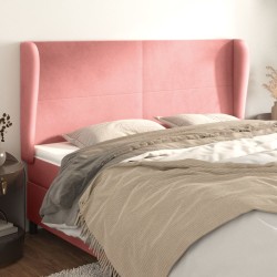 vidaXL Kopfteil mit Ohren Rosa 163x23x118/128 cm Samt