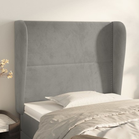 vidaXL Kopfteil mit Ohren Hellgrau 93x23x118/128 cm Samt