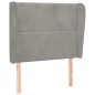 vidaXL Kopfteil mit Ohren Hellgrau 93x23x118/128 cm Samt vidaXL Kopfteil mit Ohren Hellgrau 93x23x118/128 cm Samt