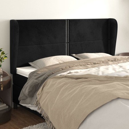 vidaXL Kopfteil mit Ohren Schwarz 183x23x118/128 cm Samt