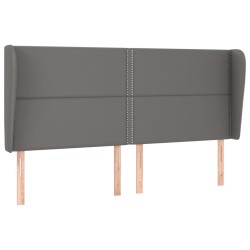 vidaXL Kopfteil mit Ohren Grau 183x23x118/128 cm Kunstleder