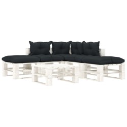 vidaXL 6-tlg. Garten-Lounge-Set Paletten mit Kissen in Anthrazit Holz