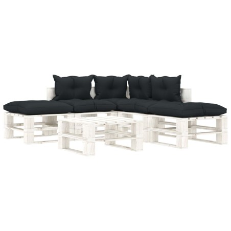vidaXL 6-tlg. Garten-Lounge-Set Paletten mit Kissen in Anthrazit Holz