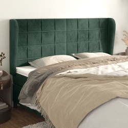 vidaXL Kopfteil mit Ohren Dunkelgrün 163x23x118/128 cm Samt