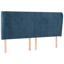 vidaXL Kopfteil mit Ohren Dunkelblau 203x23x118/128 cm Samt