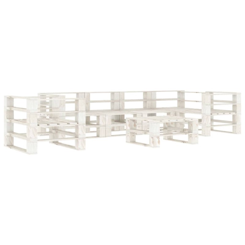 7-tlg. Garten-Lounge-Set aus Paletten Holz Weiß 7-tlg. Garten-Lounge-Set aus Paletten Holz Weiß