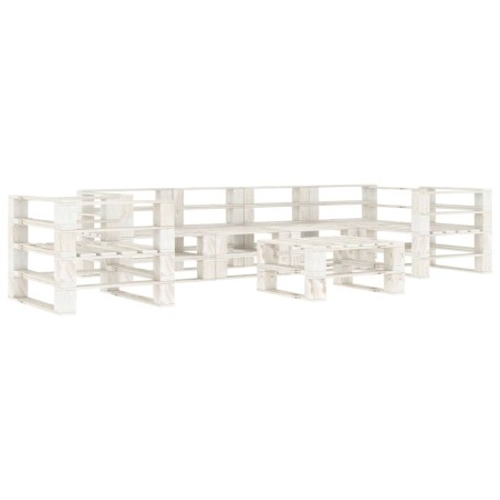 7-tlg. Garten-Lounge-Set aus Paletten Holz Weiß