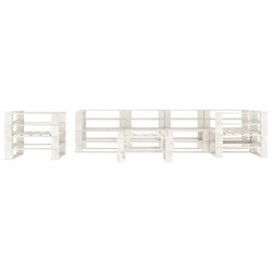 7-tlg. Garten-Lounge-Set aus Paletten Holz Weiß