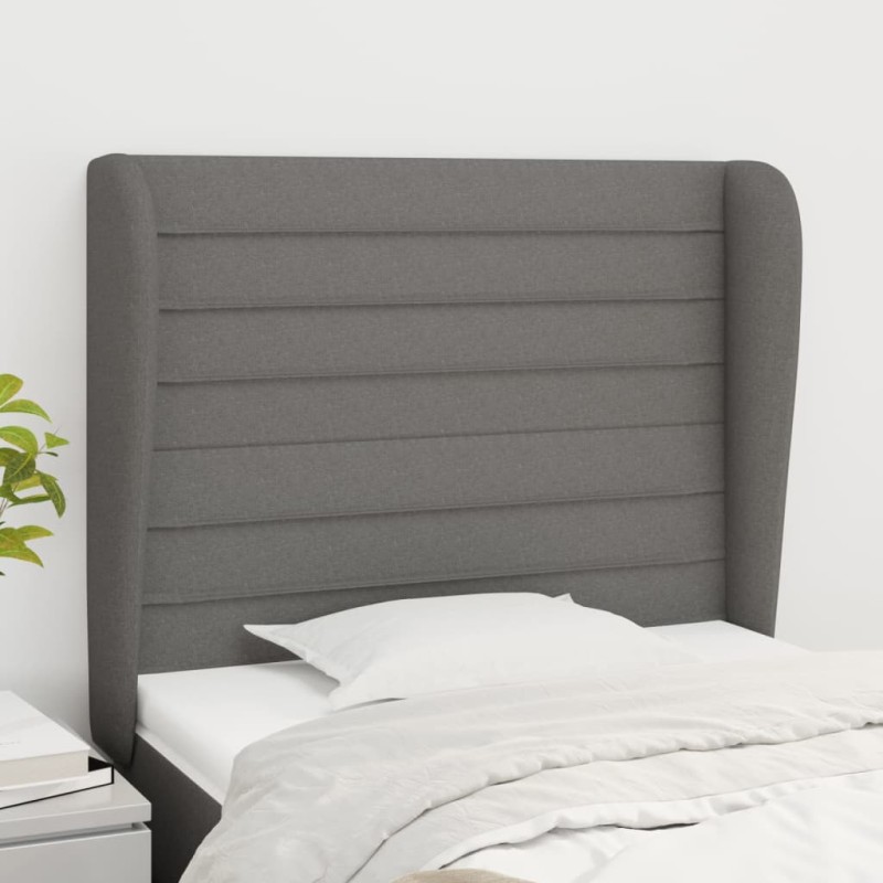 vidaXL Kopfteil mit Ohren Dunkelgrau 93x23x118/128 cm Stoff vidaXL Kopfteil mit Ohren Dunkelgrau 93x23x118/128 cm Stoff