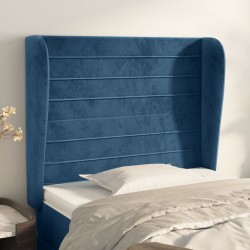 vidaXL Kopfteil mit Ohren Dunkelblau 103x23x118/128 cm Samt