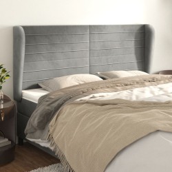 vidaXL Kopfteil mit Ohren Hellgrau 183x23x118/128 cm Samt
