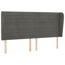 vidaXL Kopfteil mit Ohren Dunkelgrau 203x23x118/128 cm Samt