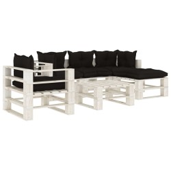  vidaXL 6-tlg. Garten-Lounge-Set Paletten mit Kissen in Schwarz Holz