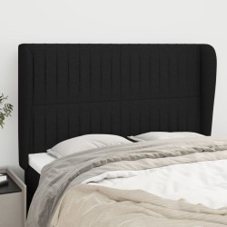 vidaXL Kopfteil mit Ohren Schwarz 147x23x118/128 cm Stoff