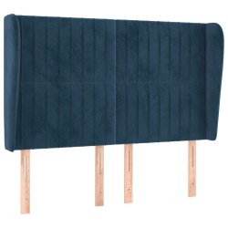 vidaXL Kopfteil mit Ohren Dunkelblau 147x23x118/128 cm Samt