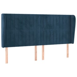vidaXL Kopfteil mit Ohren Dunkelblau 163x23x118/128 cm Samt