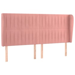 vidaXL Kopfteil mit Ohren Rosa 183x23x118/128 cm Samt