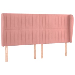 vidaXL Kopfteil mit Ohren Rosa 203x23x118/128 cm Samt
