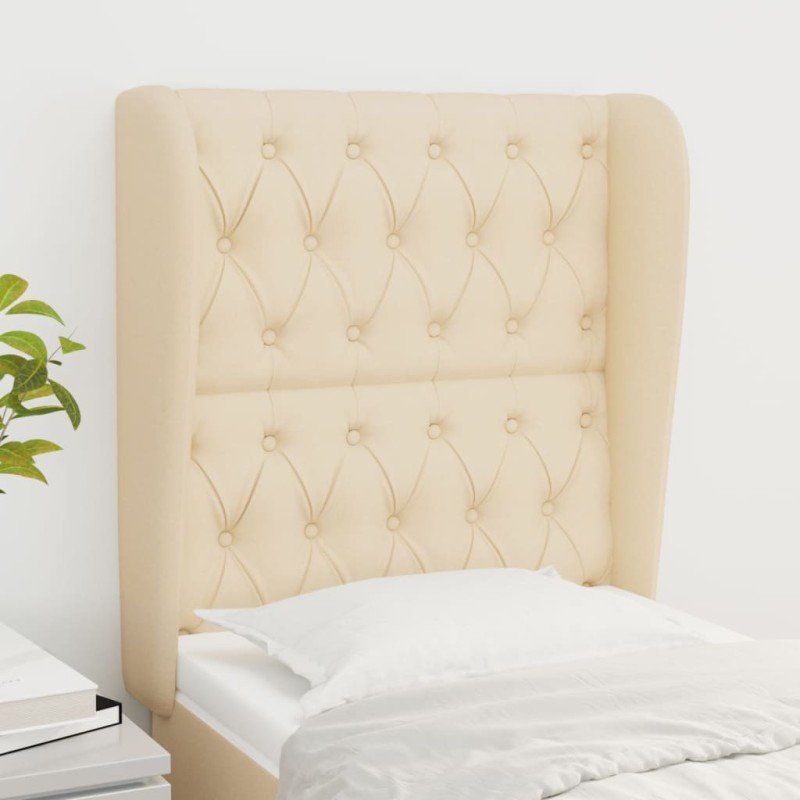 vidaXL Kopfteil mit Ohren Creme 83x23x118/128 cm Stoff vidaXL Kopfteil mit Ohren Creme 83x23x118/128 cm Stoff