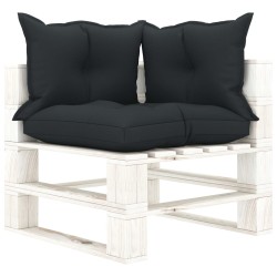 Garten-Paletten-Ecksofa mit Kissen in Anthrazit Holz