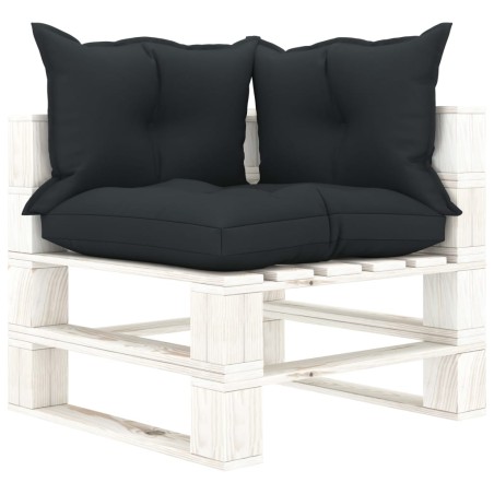 Garten-Paletten-Ecksofa mit Kissen in Anthrazit Holz