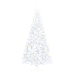 vidaXL Künstlicher Halb-Weihnachtsbaum Beleuchtung Ständer Weiß 210 cm